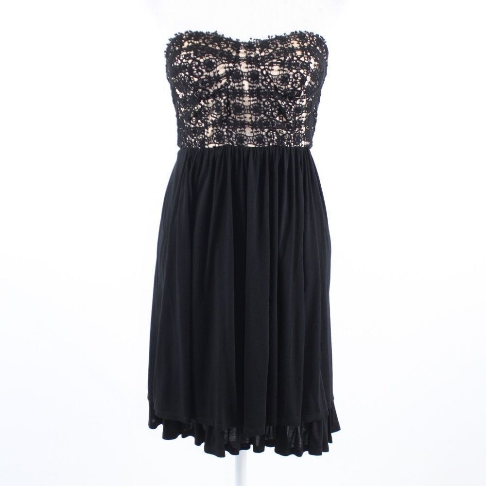 Black beige stretch lace LIL strapless dress 4